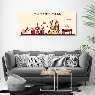 Cuadro canvas con impresión uv duradera horizontal La inscripción Barcelona