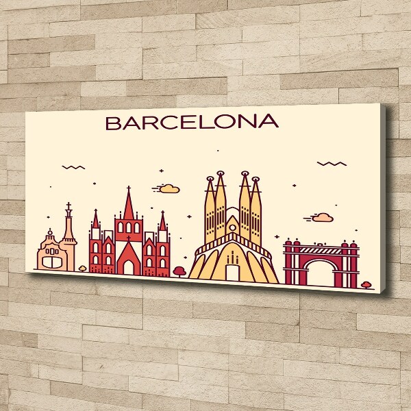 Cuadro canvas con impresión uv duradera horizontal La inscripción Barcelona
