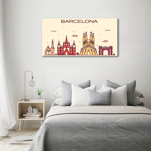 Cuadro canvas con impresión uv duradera horizontal La inscripción Barcelona