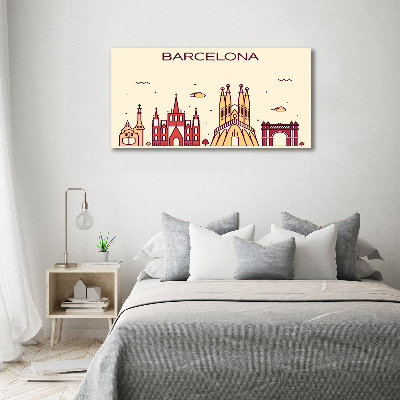 Cuadro canvas con impresión uv duradera horizontal La inscripción Barcelona