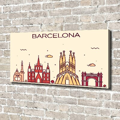 Cuadro canvas con impresión uv duradera horizontal La inscripción Barcelona