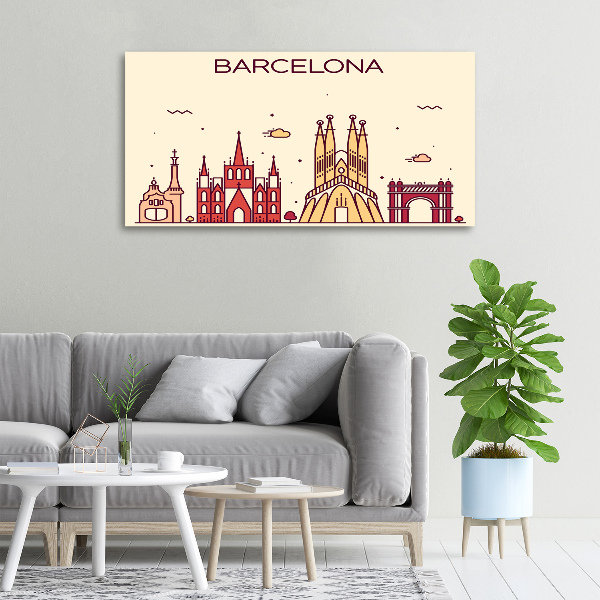 Cuadro canvas con impresión uv duradera horizontal La inscripción Barcelona
