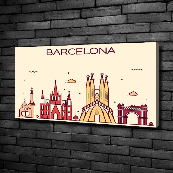 Cuadro canvas con impresión uv duradera horizontal La inscripción Barcelona