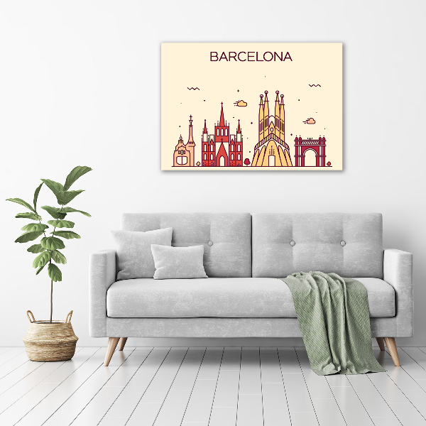 Cuadro canvas con impresión uv duradera horizontal La inscripción Barcelona