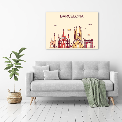 Cuadro canvas con impresión uv duradera horizontal La inscripción Barcelona