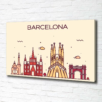 Cuadro canvas con impresión uv duradera horizontal La inscripción Barcelona