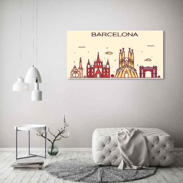 Cuadro canvas con impresión uv duradera horizontal La inscripción Barcelona