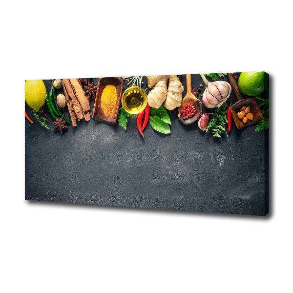 Cuadro canvas moderno de gran formato horizontal Hierbas y especias