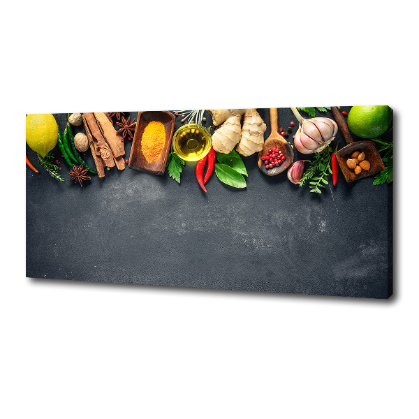 Cuadro canvas moderno de gran formato horizontal Hierbas y especias