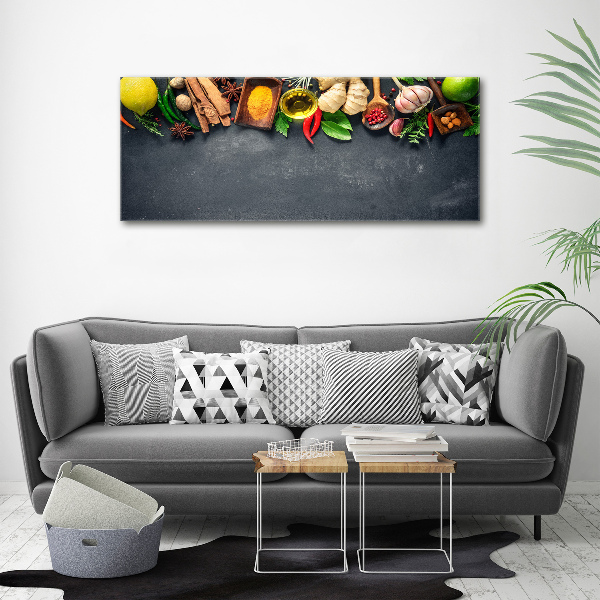 Cuadro canvas moderno de gran formato horizontal Hierbas y especias