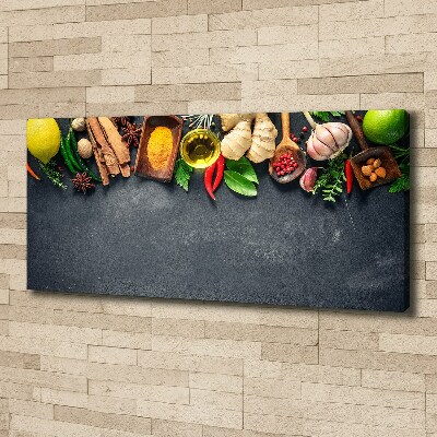 Cuadro canvas moderno de gran formato horizontal Hierbas y especias