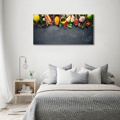 Cuadro canvas moderno de gran formato horizontal Hierbas y especias
