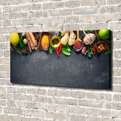 Cuadro canvas moderno de gran formato horizontal Hierbas y especias