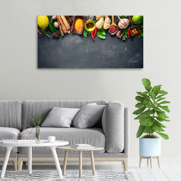 Cuadro canvas moderno de gran formato horizontal Hierbas y especias