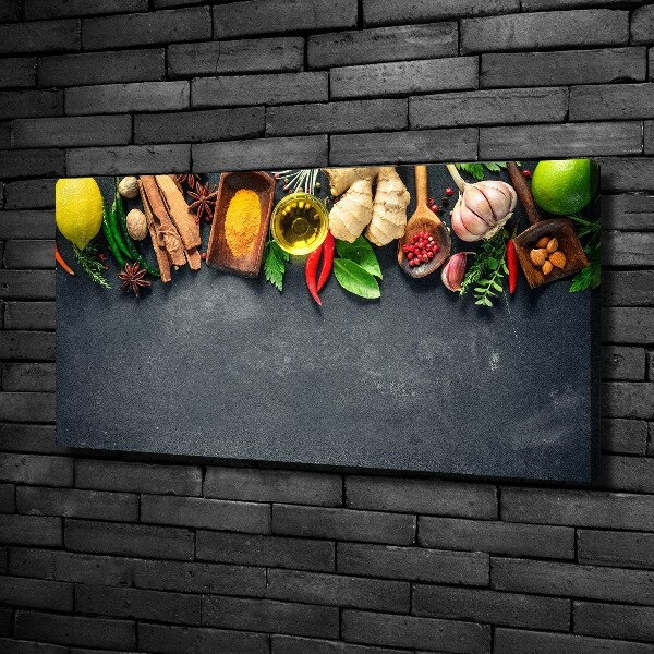 Cuadro canvas moderno de gran formato horizontal Hierbas y especias