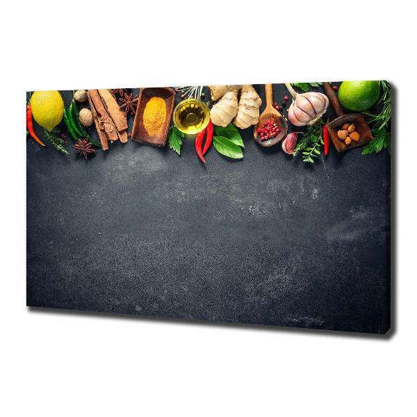 Cuadro canvas moderno de gran formato horizontal Hierbas y especias