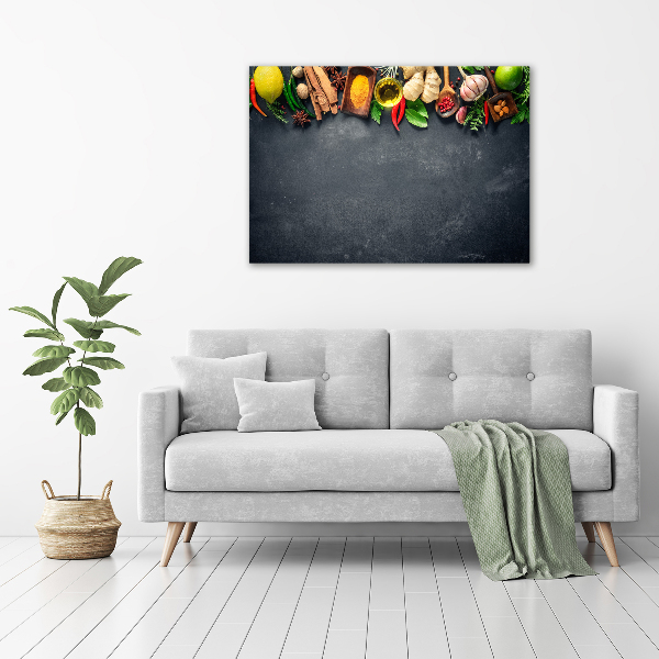 Cuadro canvas moderno de gran formato horizontal Hierbas y especias