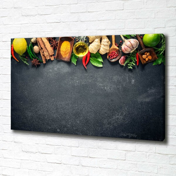 Cuadro canvas moderno de gran formato horizontal Hierbas y especias