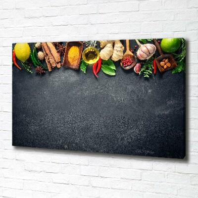 Cuadro canvas moderno de gran formato horizontal Hierbas y especias