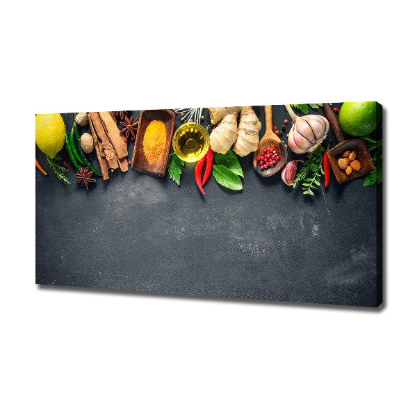 Cuadro canvas moderno de gran formato horizontal Hierbas y especias
