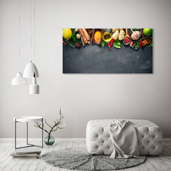 Cuadro canvas moderno de gran formato horizontal Hierbas y especias