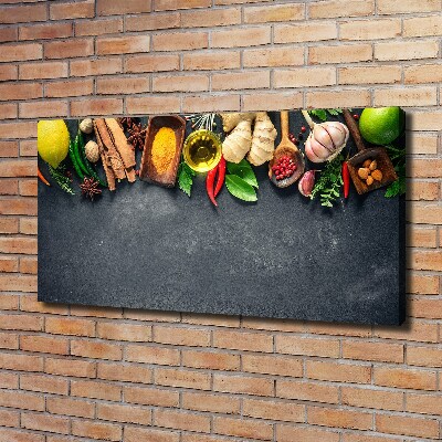 Cuadro canvas moderno de gran formato horizontal Hierbas y especias