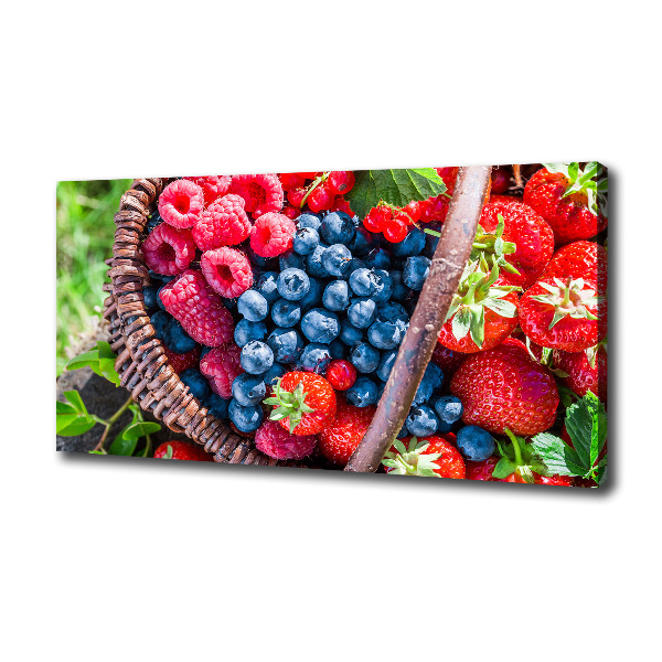 Foto en lienzo con acabado profesional horizontal Una cesta de frutos del bosque