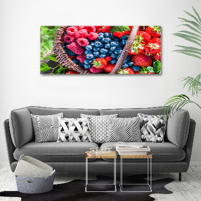 Foto en lienzo con acabado profesional horizontal Una cesta de frutos del bosque