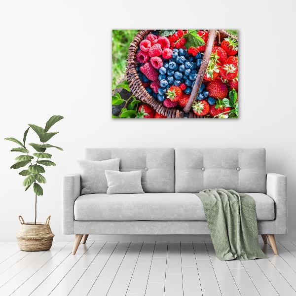 Foto en lienzo con acabado profesional horizontal Una cesta de frutos del bosque