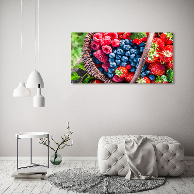Foto en lienzo con acabado profesional horizontal Una cesta de frutos del bosque