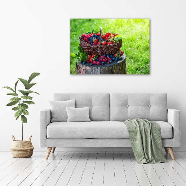 Fotocuadro en lienzo de alta calidad horizontal Una cesta de frutos del bosque