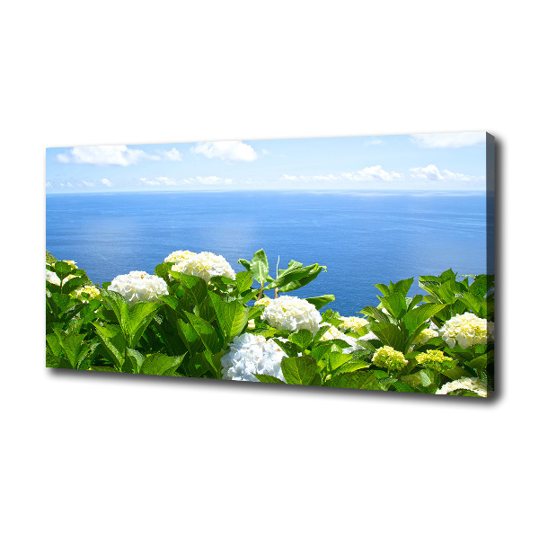 Cuadro canvas con impresión uv duradera horizontal Flores junto al mar