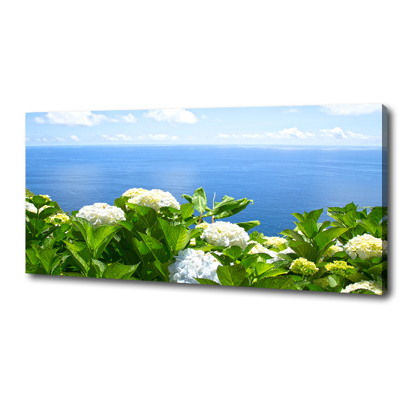 Cuadro canvas con impresión uv duradera horizontal Flores junto al mar