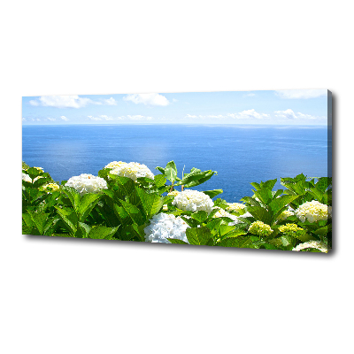 Cuadro canvas con impresión uv duradera horizontal Flores junto al mar