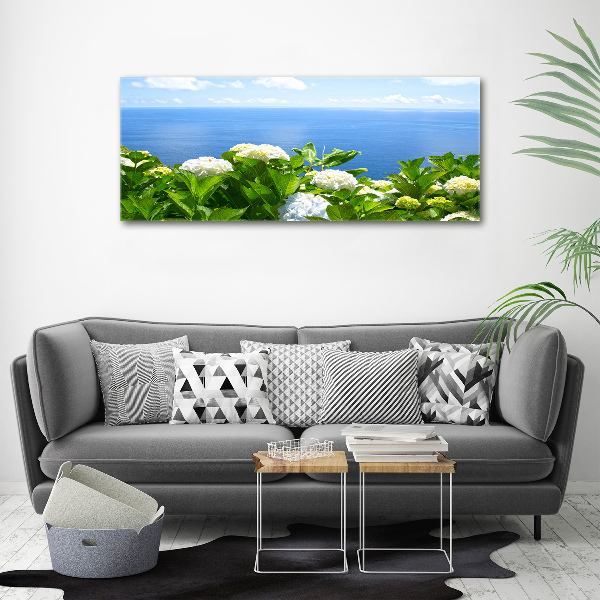 Cuadro canvas con impresión uv duradera horizontal Flores junto al mar