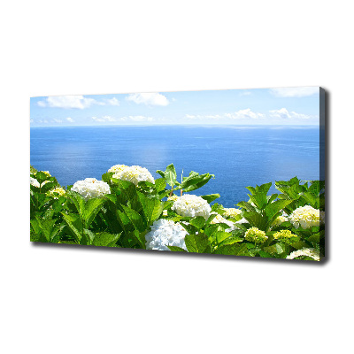 Cuadro canvas con impresión uv duradera horizontal Flores junto al mar