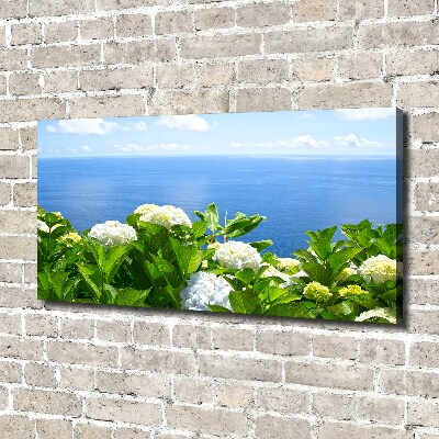 Cuadro canvas con impresión uv duradera horizontal Flores junto al mar
