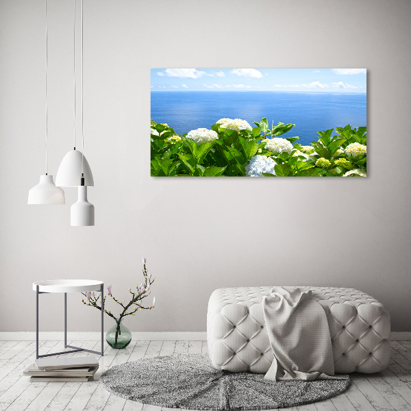 Cuadro canvas con impresión uv duradera horizontal Flores junto al mar
