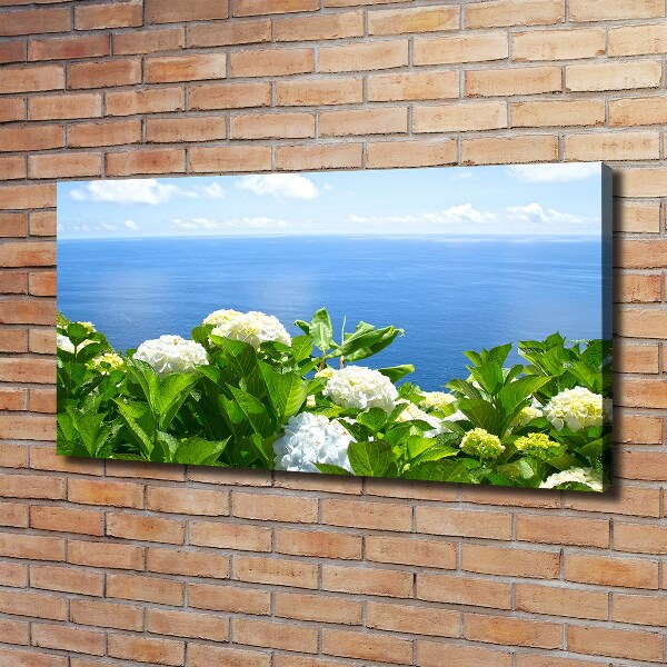 Cuadro canvas con impresión uv duradera horizontal Flores junto al mar