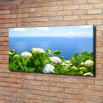 Cuadro canvas con impresión uv duradera horizontal Flores junto al mar