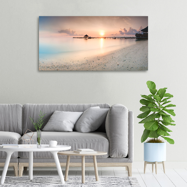 Cuadro canvas moderno de gran formato horizontal Playa de Maldivas