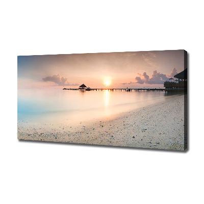 Cuadro canvas moderno de gran formato horizontal Playa de Maldivas
