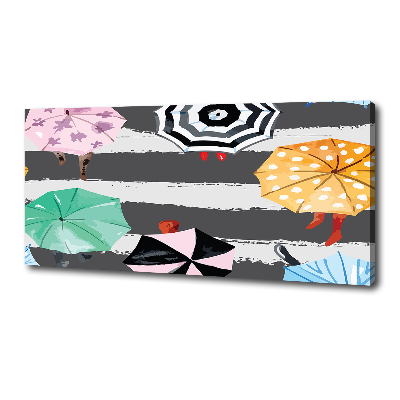 Cuadro canvas con impresión uv duradera horizontal Paraguas de colores