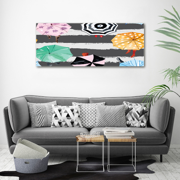 Cuadro canvas con impresión uv duradera horizontal Paraguas de colores