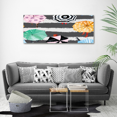 Cuadro canvas con impresión uv duradera horizontal Paraguas de colores