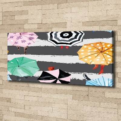 Cuadro canvas con impresión uv duradera horizontal Paraguas de colores