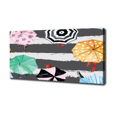 Cuadro canvas con impresión uv duradera horizontal Paraguas de colores