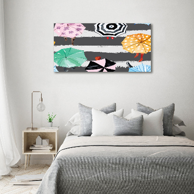 Cuadro canvas con impresión uv duradera horizontal Paraguas de colores