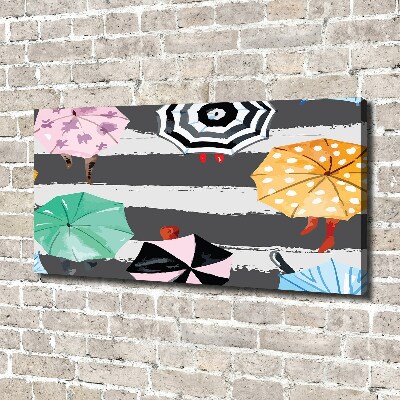 Cuadro canvas con impresión uv duradera horizontal Paraguas de colores