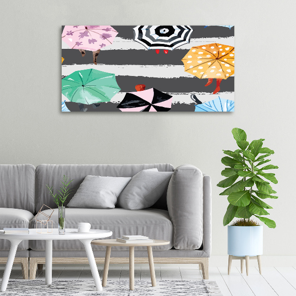 Cuadro canvas con impresión uv duradera horizontal Paraguas de colores
